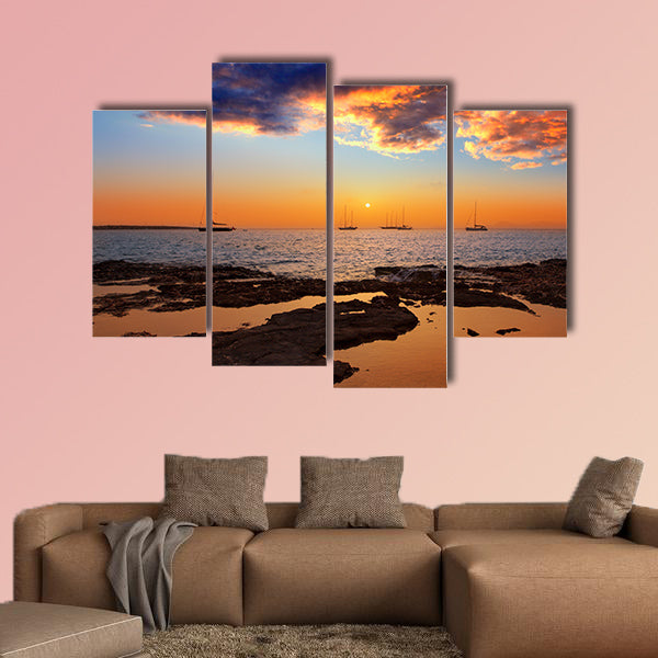  Colorful sunset of Ibiza view from formentera multi panel canvas wall art