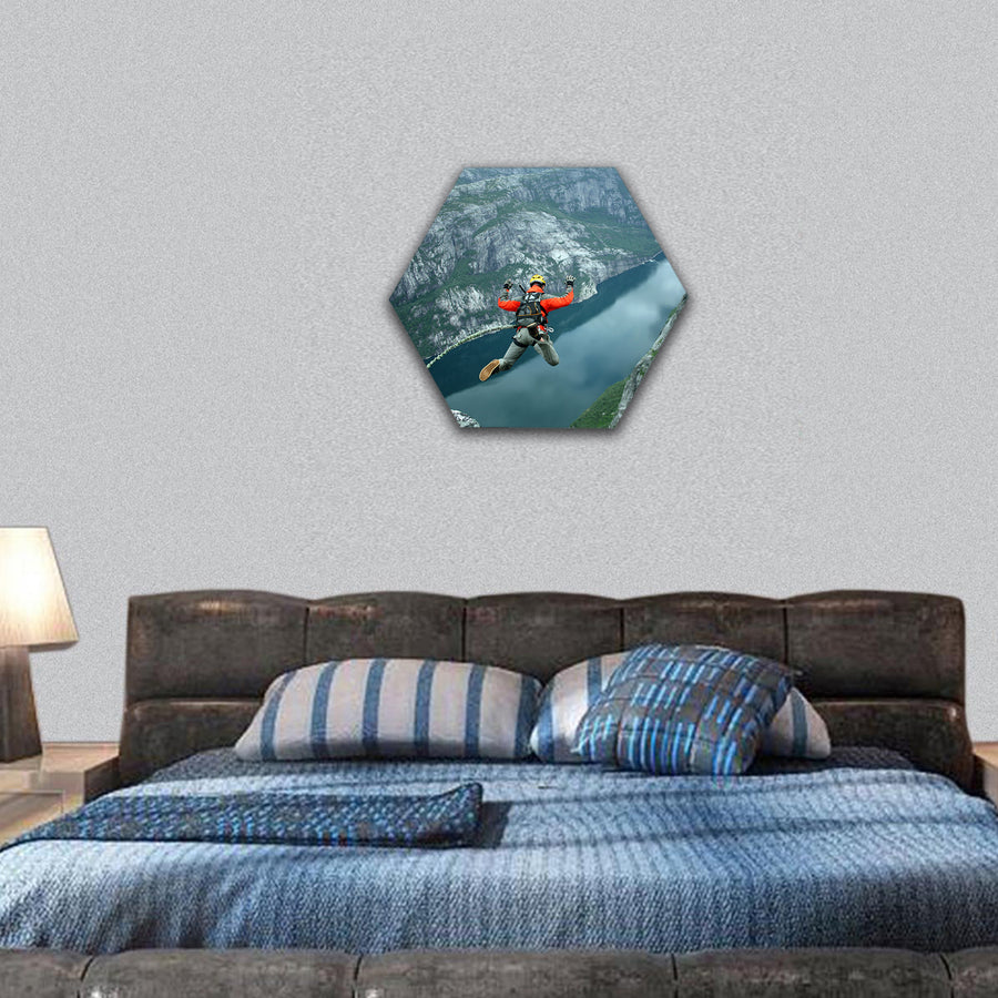 Rope jumping hexagonal canvas wall art