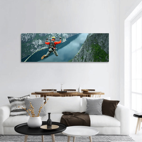 Rope jumping panoramic canvas wall art