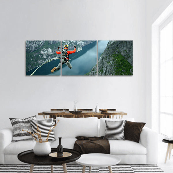 Rope jumping panoramic canvas wall art