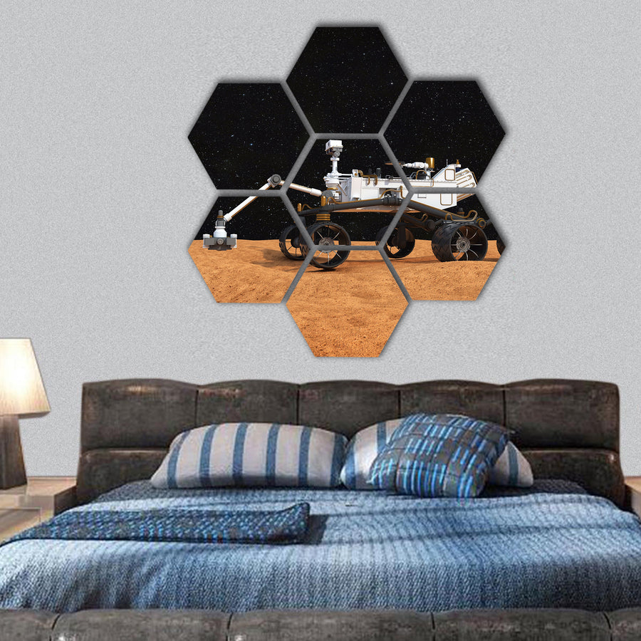 NASA Curiosity Mars rover hexagonal canvas wall art
