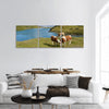 Cows in an Alpine meadow Jungfrau region, Switzerland panoramic canvas wall art