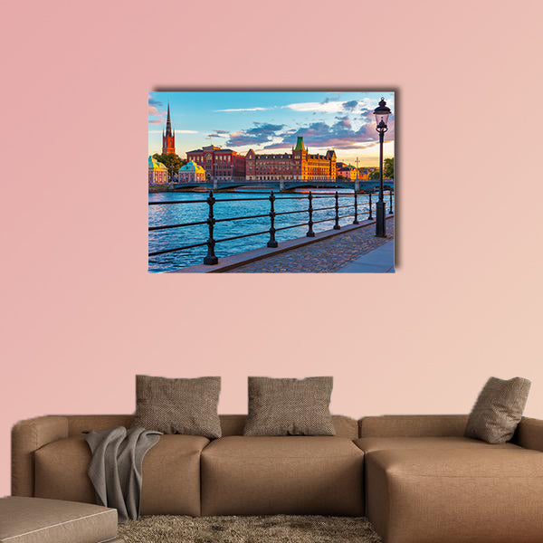 Scenic summer sunset in the Old Town (Gamla Stan) in Stockholm wall art