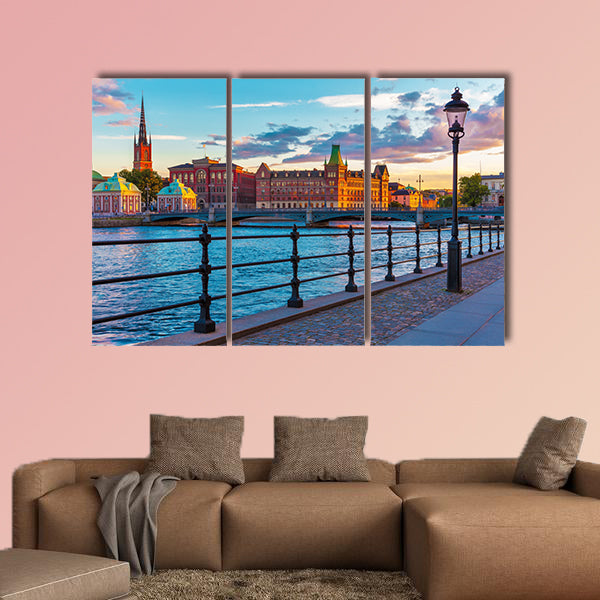 Scenic summer sunset in the Old Town (Gamla Stan) in Stockholm wall art