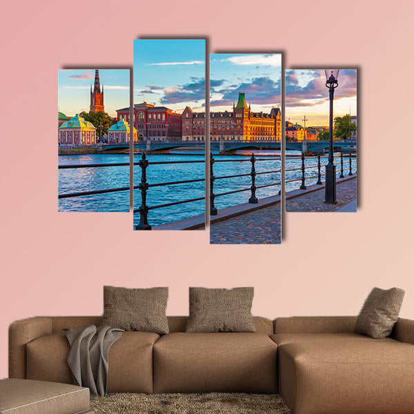 Scenic summer sunset in the Old Town (Gamla Stan) in Stockholm wall art