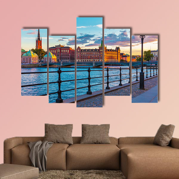 Scenic summer sunset in the Old Town (Gamla Stan) in Stockholm wall art