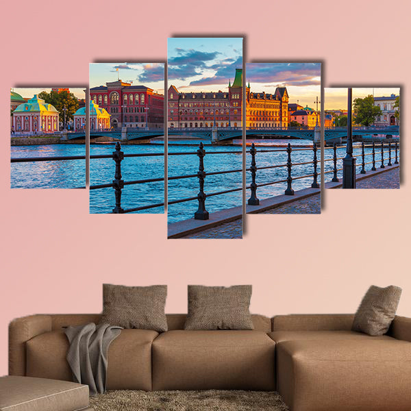 Scenic summer sunset in the Old Town (Gamla Stan) in Stockholm wall art