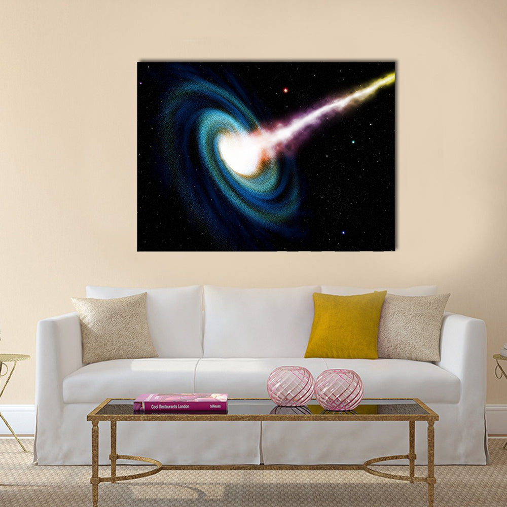 Computer generated black hole swallowing galaxy Multi Panel Canvas Wall Art