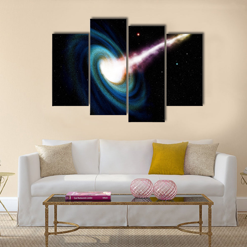 Computer generated black hole swallowing galaxy Multi Panel Canvas Wall Art
