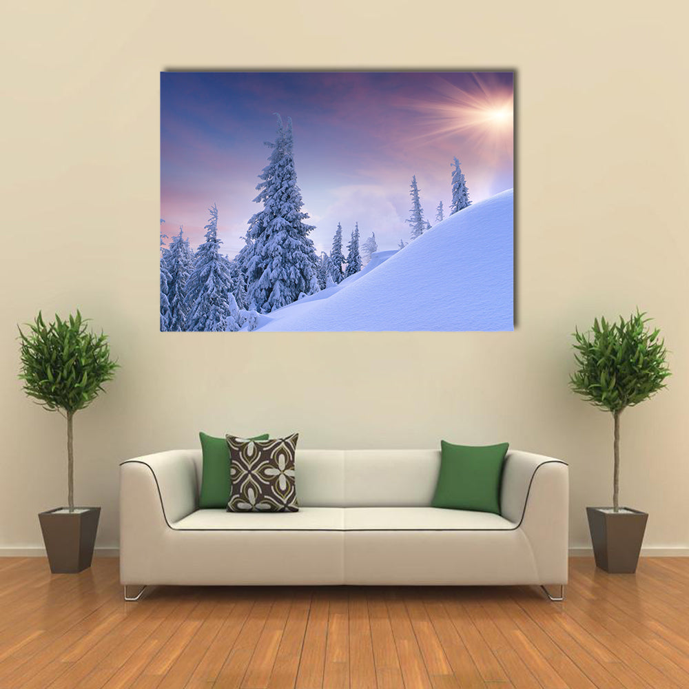 Beautiful winter landscape in the mountains multi panel canvas wall art