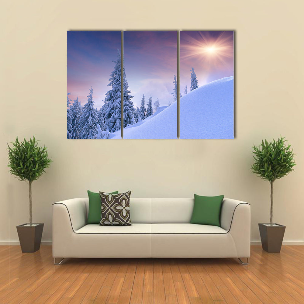 Beautiful winter landscape in the mountains multi panel canvas wall art