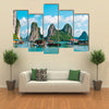 Floating village and rock islands in Halong Bay, Vietnam, Southeast Asia Multi panel canvas wall art