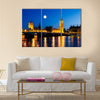 Full Moon above Big Ben and House of Parliament, London, United Kingdom multi panel canvas wall art