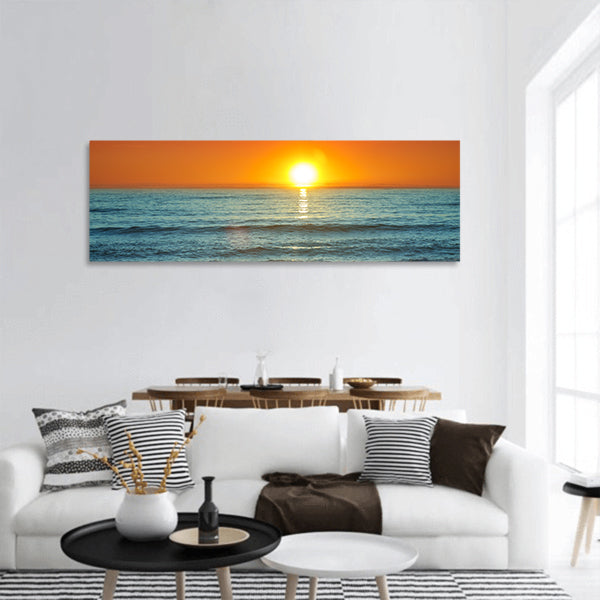 Colorful sunset over the sea -Spain, Almeria panoramic canvas wall art