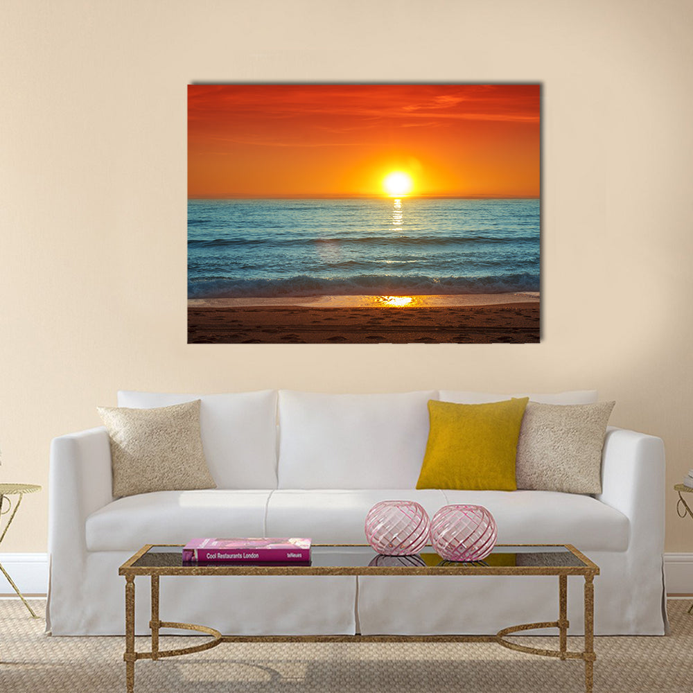 Colorful sunset over the sea -Spain, Almeria Multi Panel Canvas Wall Art