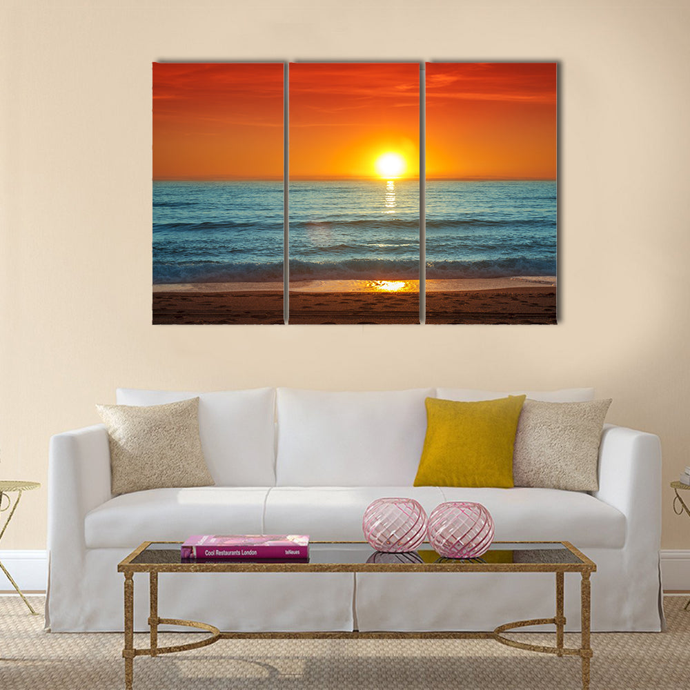 Colorful sunset over the sea -Spain, Almeria Multi Panel Canvas Wall Art