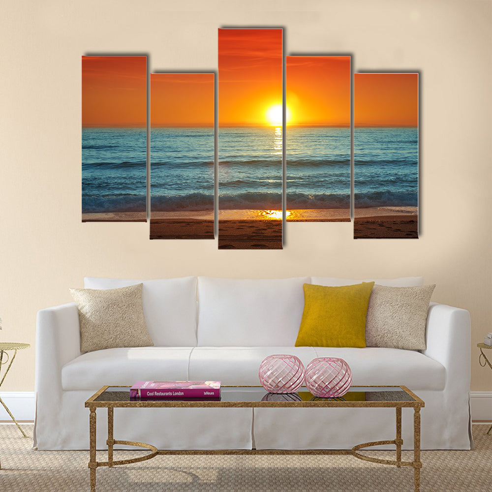 Colorful sunset over the sea -Spain, Almeria Multi Panel Canvas Wall Art