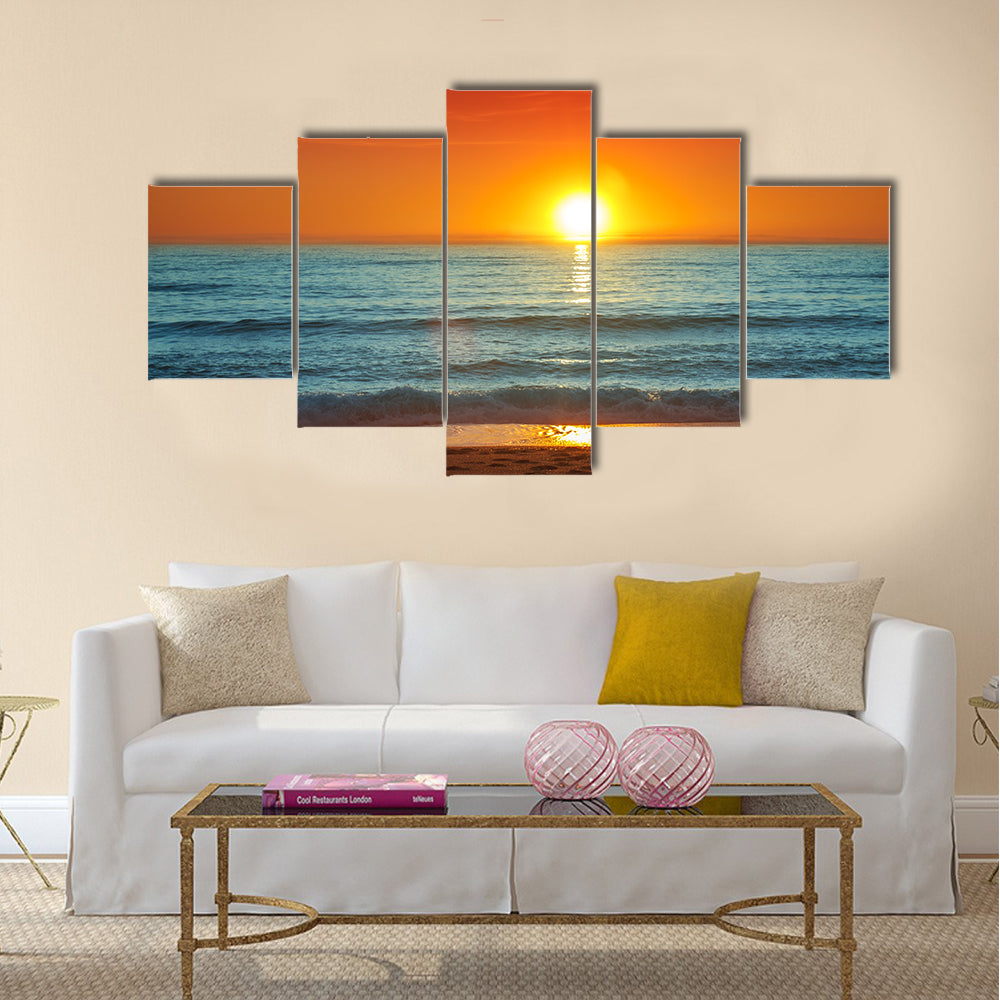 Colorful sunset over the sea -Spain, Almeria Multi Panel Canvas Wall Art