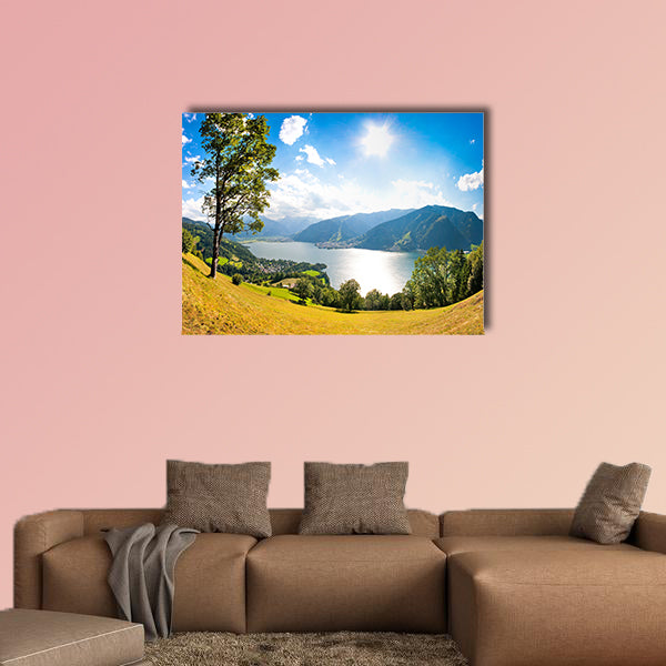Panoramic view of the city of Zell am See with Zeller Lake wall art