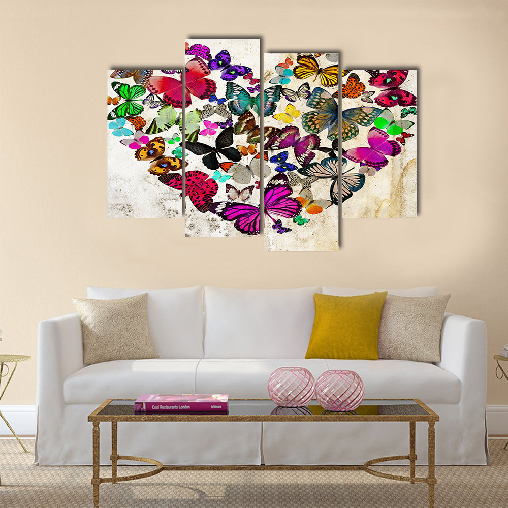 Heart of the butterflies Multi Panel Canvas Wall Art