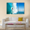 A Surfer On Blue Ocean Wave In The Tube, Multi Panel Canvas Wall Art