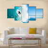 A Surfer On Blue Ocean Wave In The Tube, Multi Panel Canvas Wall Art