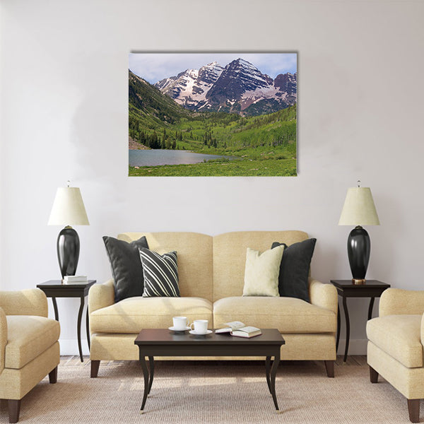 Summer Maroon Bells at Noon Multi panel canvas wall art
