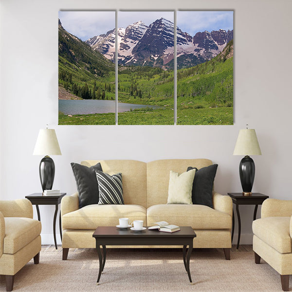 Summer Maroon Bells at Noon Multi panel canvas wall art