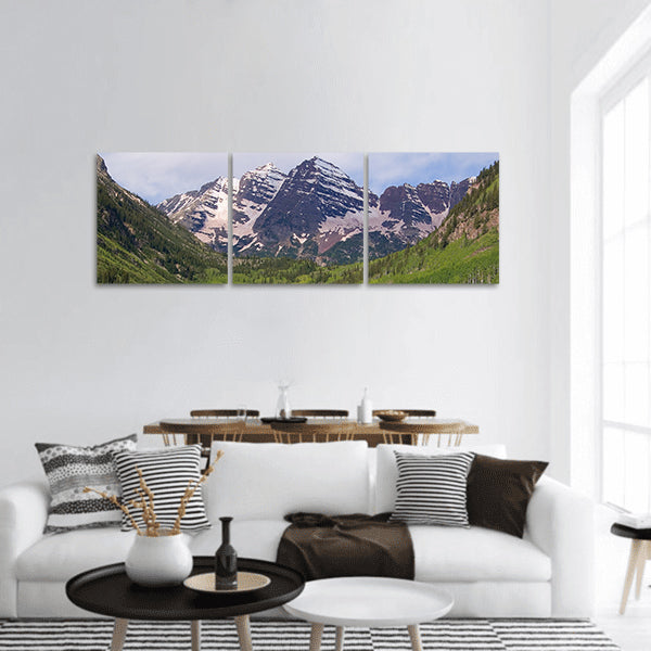 Summer Maroon Bells at Noon panoramic canvas wall art