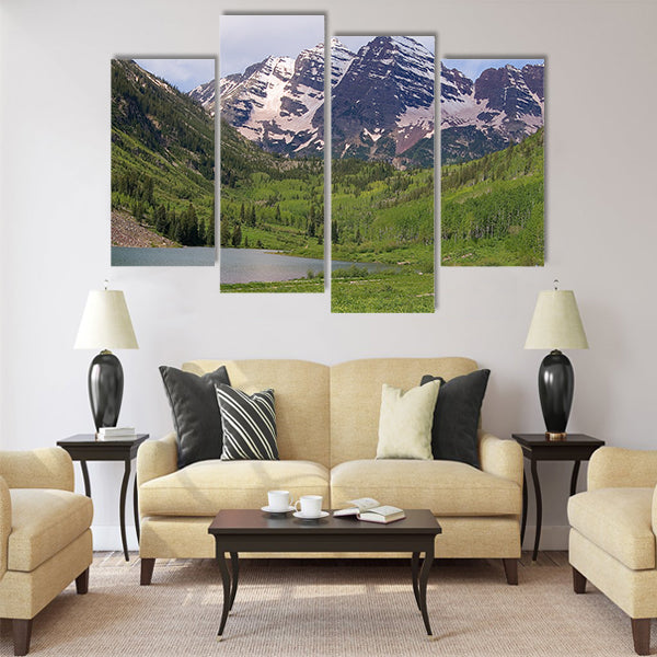 Summer Maroon Bells at Noon Multi panel canvas wall art