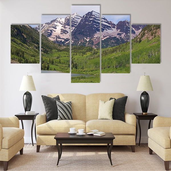 Summer Maroon Bells at Noon Multi panel canvas wall art