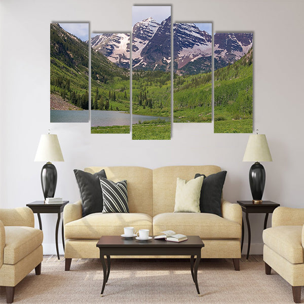 Summer Maroon Bells at Noon Multi panel canvas wall art