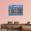 Hungarian parliament with reflection in Danube River multi panel canvas wall art