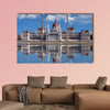 Hungarian parliament with reflection in Danube River multi panel canvas wall art