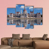 Hungarian parliament with reflection in Danube River multi panel canvas wall art