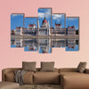 Hungarian parliament with reflection in Danube River multi panel canvas wall art