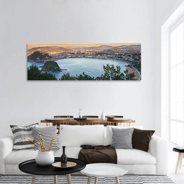 Overview of the Bay of San Sebastian panoramic canvas wall art