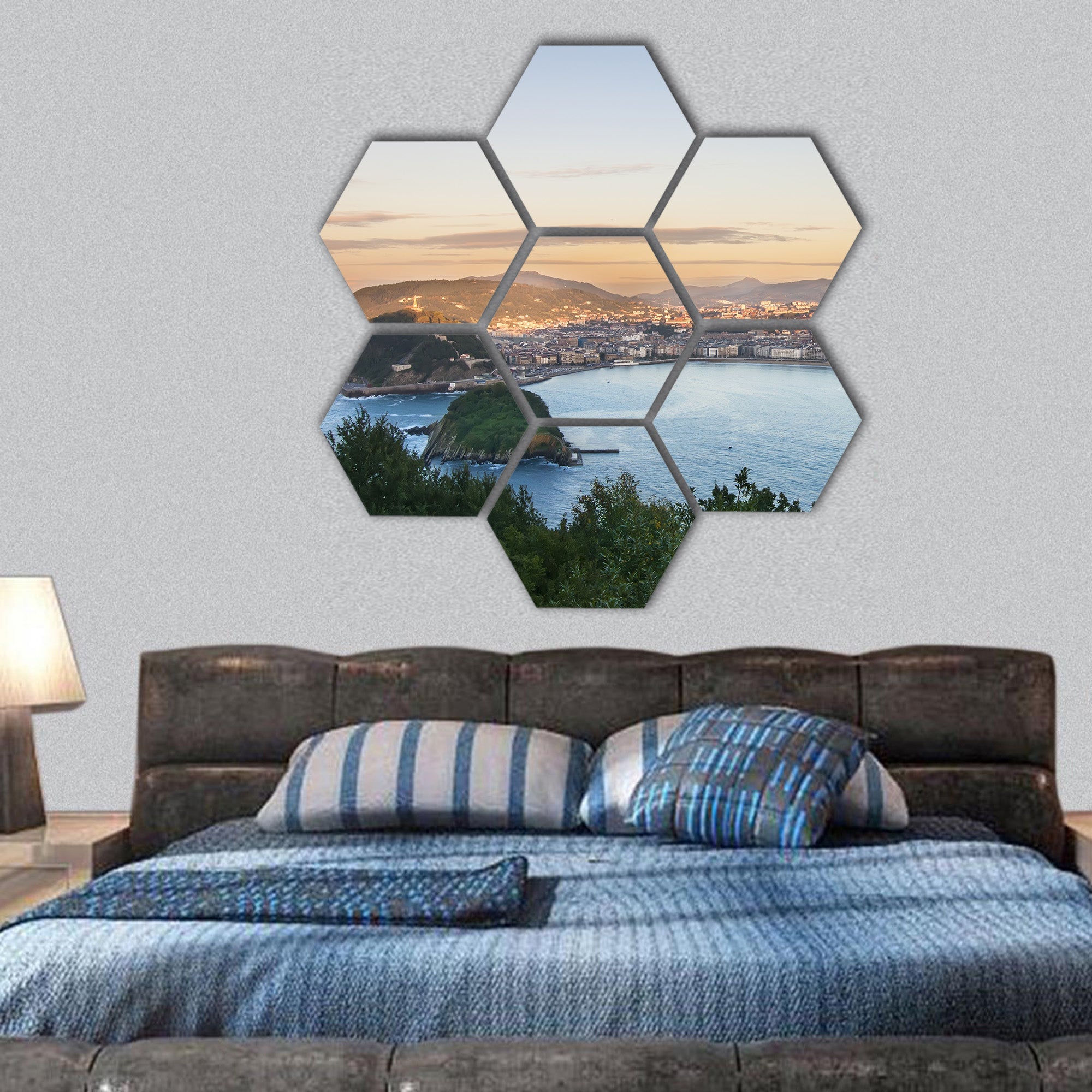 Bay of San Sebastian, Spain hexagonal canvas wall art