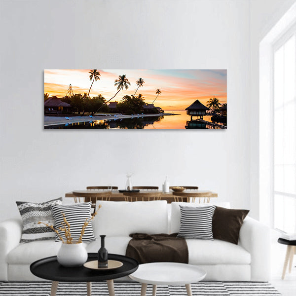Tropical Sunset at Moorea, French Polynesia panoramic canvas wall art
