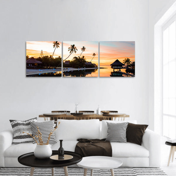 Tropical Sunset at Moorea, French Polynesia panoramic canvas wall art