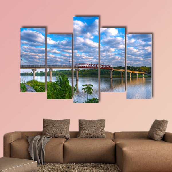 Early Morning Twin Rivers Pedestrian Bridge multi panel canvas wall art