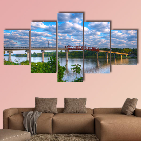 Early Morning Twin Rivers Pedestrian Bridge multi panel canvas wall art