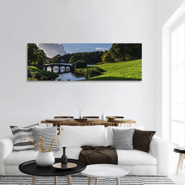 Autumn at Stourhead Gardens in Wiltshire panoramic canvas wall art