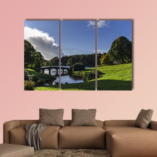 Autumn at Stourhead Gardens in Wiltshire multi panel canvas wall art