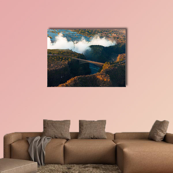 Victoria Falls from the air in the afternoon Multi panel canvas wall art