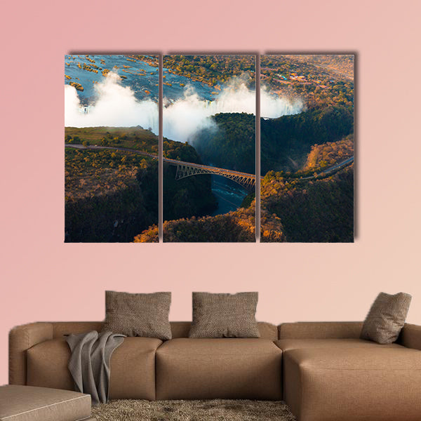 Victoria Falls from the air in the afternoon Multi panel canvas wall art