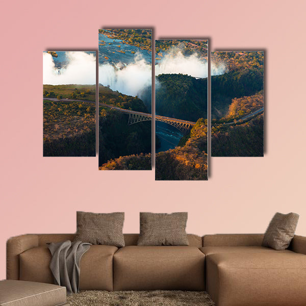 Victoria Falls from the air in the afternoon Multi panel canvas wall art