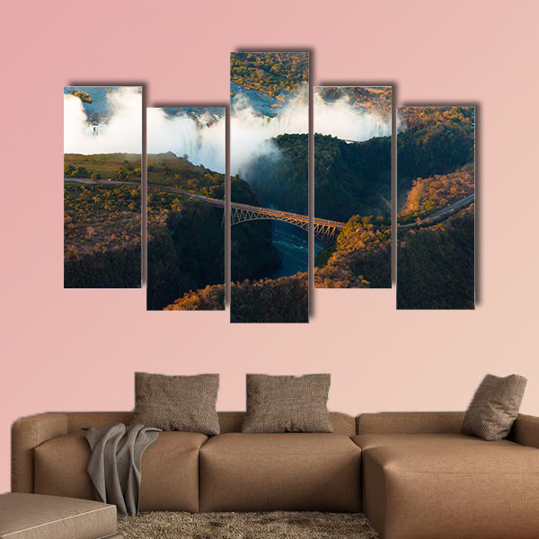 Victoria Falls from the air in the afternoon Multi panel canvas wall art