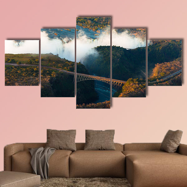 Victoria Falls from the air in the afternoon Multi panel canvas wall art