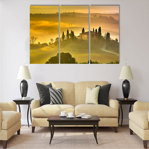Tuscany at early morning, Italy Multi Panel Canvas Wall Art